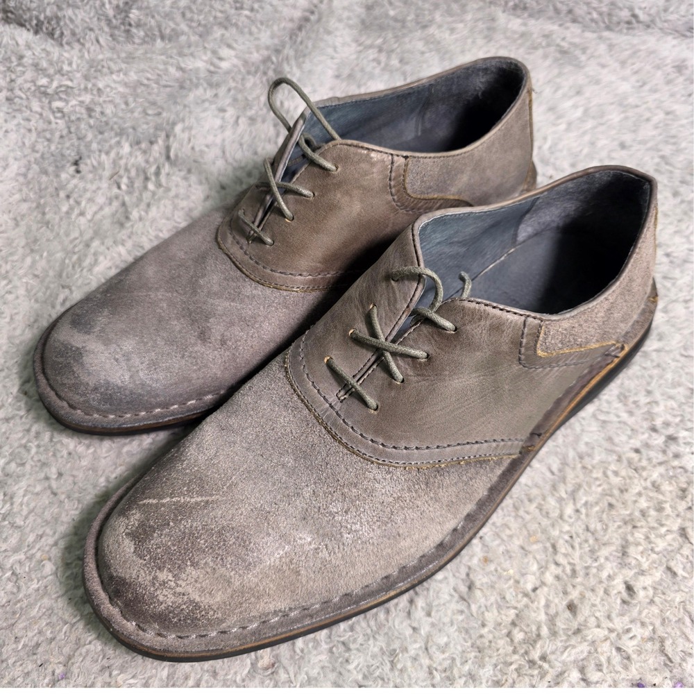 Andrew Marc Oxford Shoes Grey Leather Lined Distressed Very High Quality Mens 10